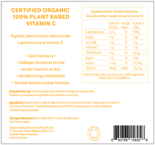 Load image into Gallery viewer, VITAMIN C <br />Certified Organic <br />100% Plant formulated<br />60 capsules 2