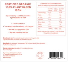 Load image into Gallery viewer,  IRON <br />Certified Organic <br />100% Plant formulated<br />60 capsules 2