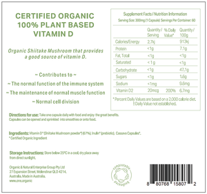 VITAMIN D <br />Certified Organic <br />100% Plant formulated<br />60 capsules